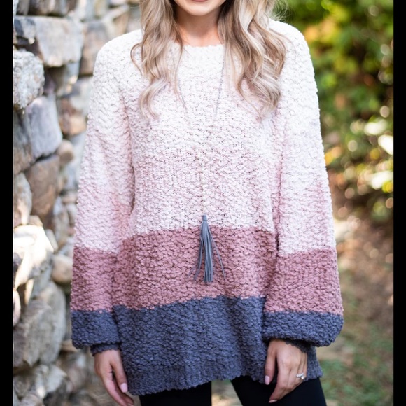 Nwot Pink Colorblock Popcorn Sweater By 